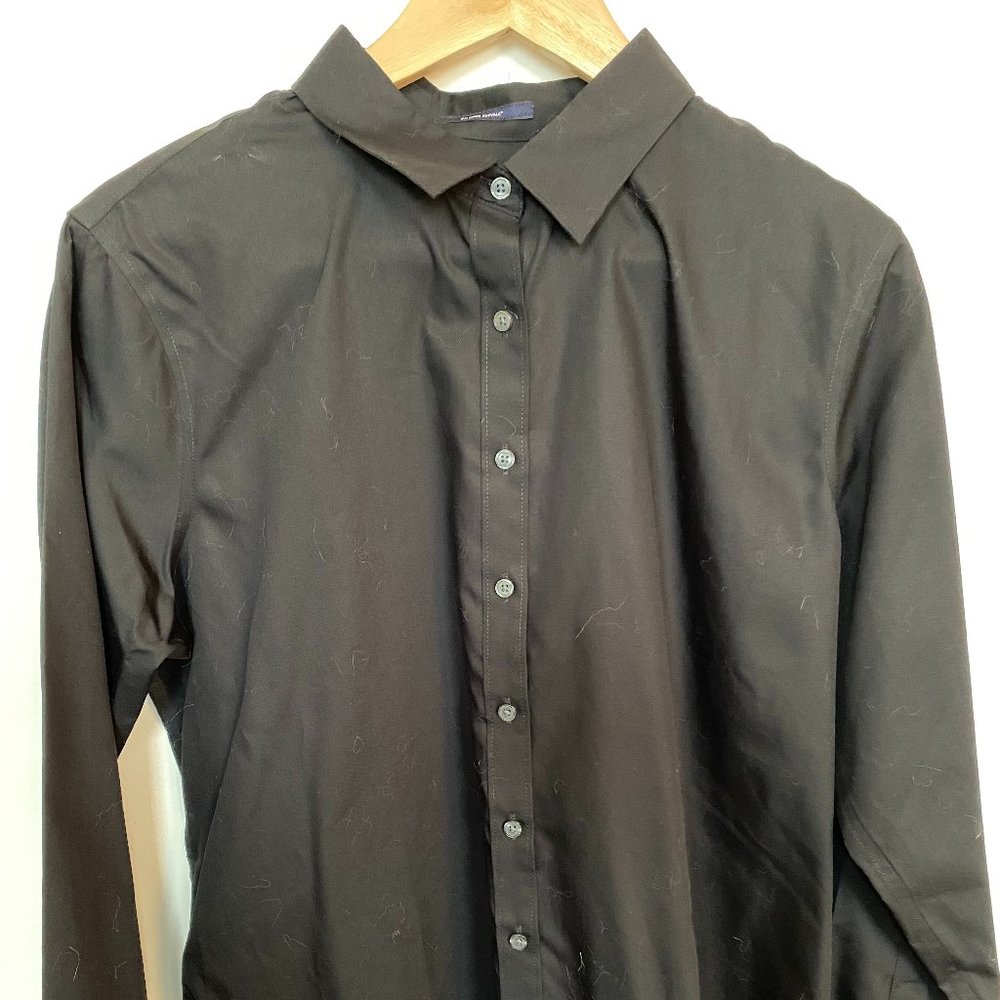 Lands' End No Iron Supima Black Button Down Shirt